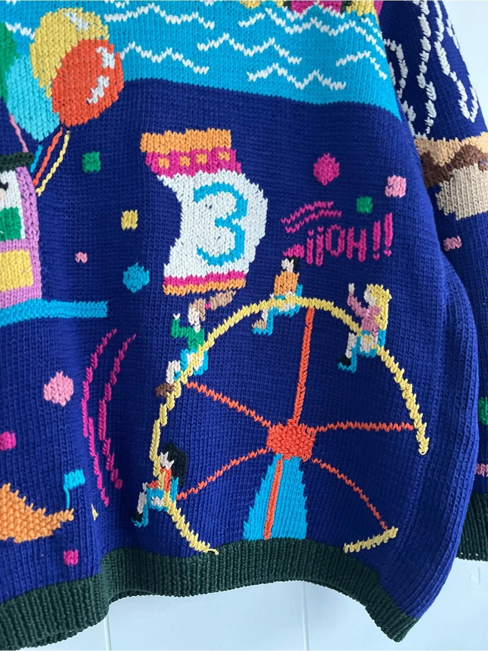 Vintage 1989 Berek Sweater Hand Knitted Carnival Circus Size Medium - Picture 4 of 16